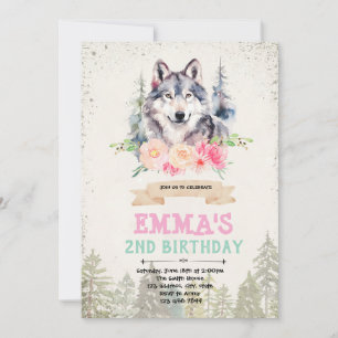 Wolf girl birthday party invitation