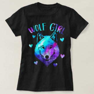 Wolf Girl Galaxy Aesthetic Design T-Shirt