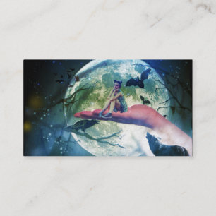 Wolf Girl Raven Bat Moon Business Card