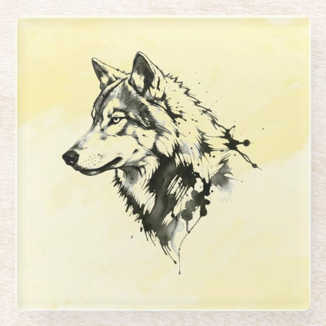 Wolf Glass Coaster (Front)
