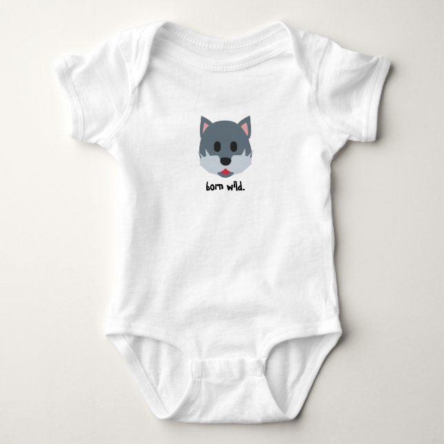 Wolf Graphic Infant One-piece Baby Bodysuit (Front)