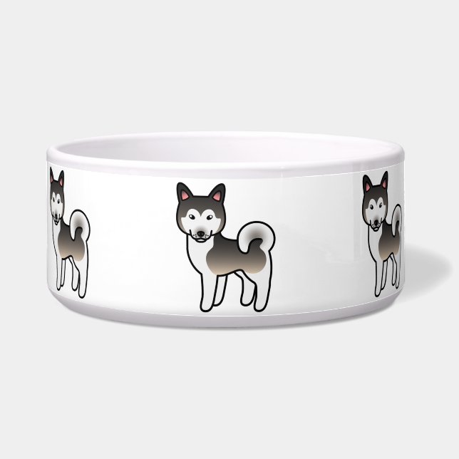 Wolf Grey Alaskan Malamute Dog Illustration (Front)