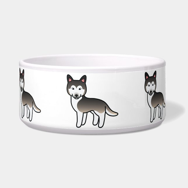 Wolf Grey Cartoon Siberian Husky Dog (Front)