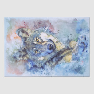 Wolf Grey Hunter Watercolor Tissue Paper
