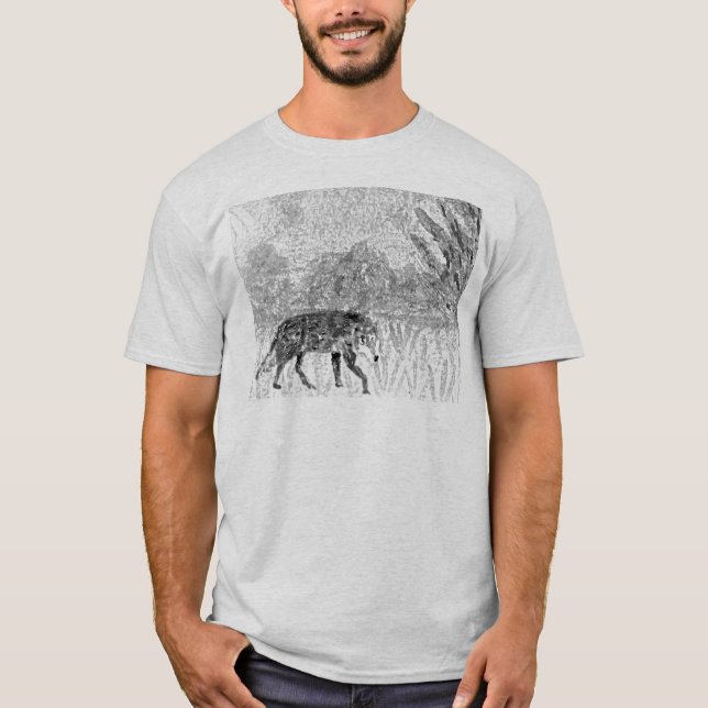 Wolf Grey Wildlife Sketch T-Shirt (Front)