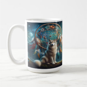 Wolf Guarding Giant Dreamcatcher Mystical Coffee Mug
