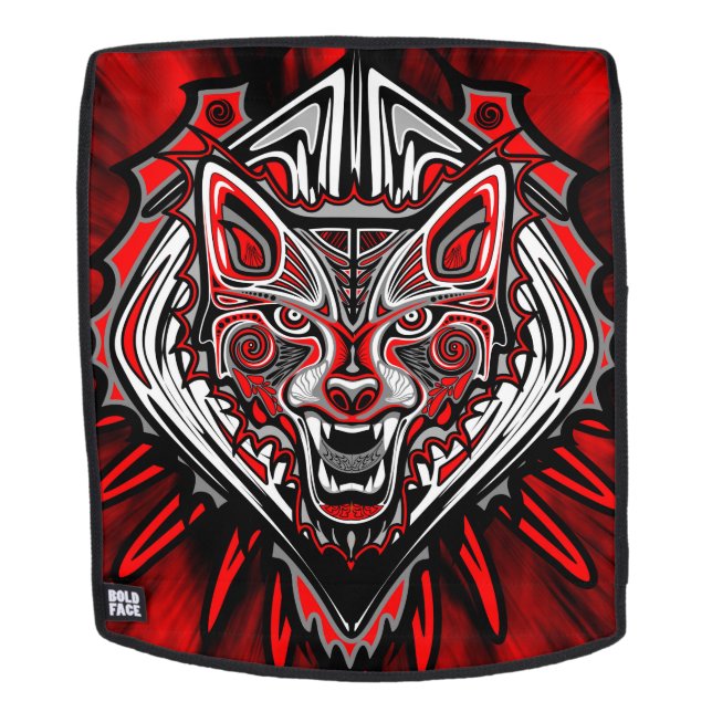 Wolf Haida Tribal Totem Design Backpack (Removable Face)