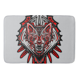 Wolf Haida Tribal Totem Design Bath Mat