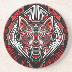 Wolf Haida Tribal Totem Design Coaster