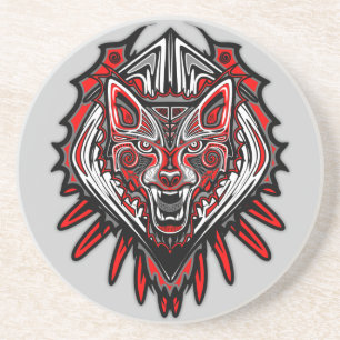 Wolf Haida Tribal Totem Design Coaster