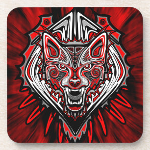 Wolf Haida Tribal Totem Design Coaster