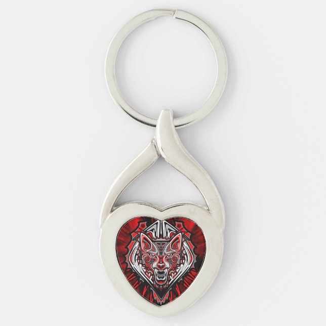 Wolf Haida Tribal Totem Design Key Ring (Front)
