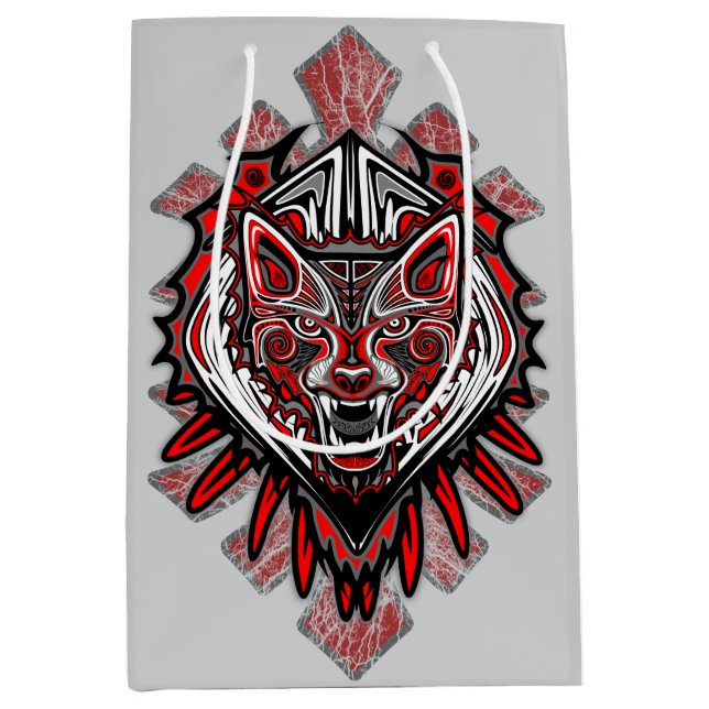 Wolf Haida Tribal Totem Design Medium Gift Bag (Front)