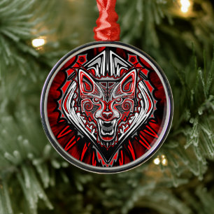 Wolf Haida Tribal Totem Design Metal Tree Decoration