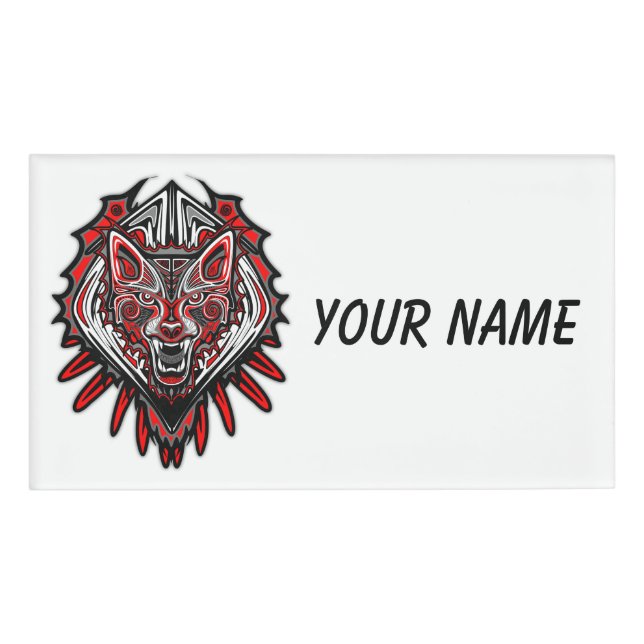 Wolf Haida Tribal Totem Design Name Tag (Front)