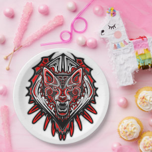 Wolf Haida Tribal Totem Design Paper Plate