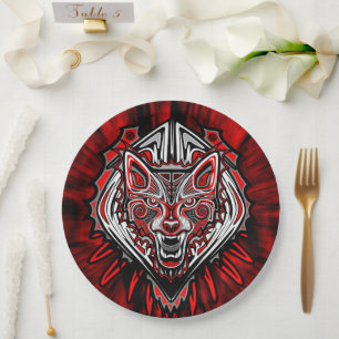 Wolf Haida Tribal Totem Design Paper Plate