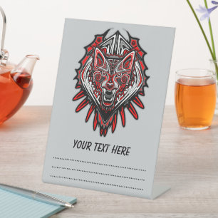 Wolf Haida Tribal Totem Design Pedestal Sign