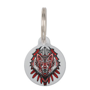 Wolf Haida Tribal Totem Design Pet Tag