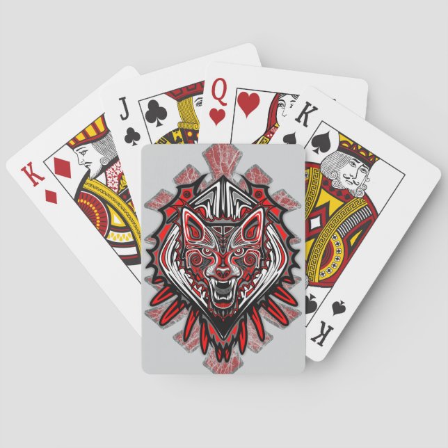 Wolf Haida Tribal Totem Design Playing Cards (Back)