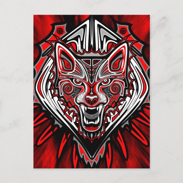 Wolf Haida Tribal Totem Design Postcard (Front)