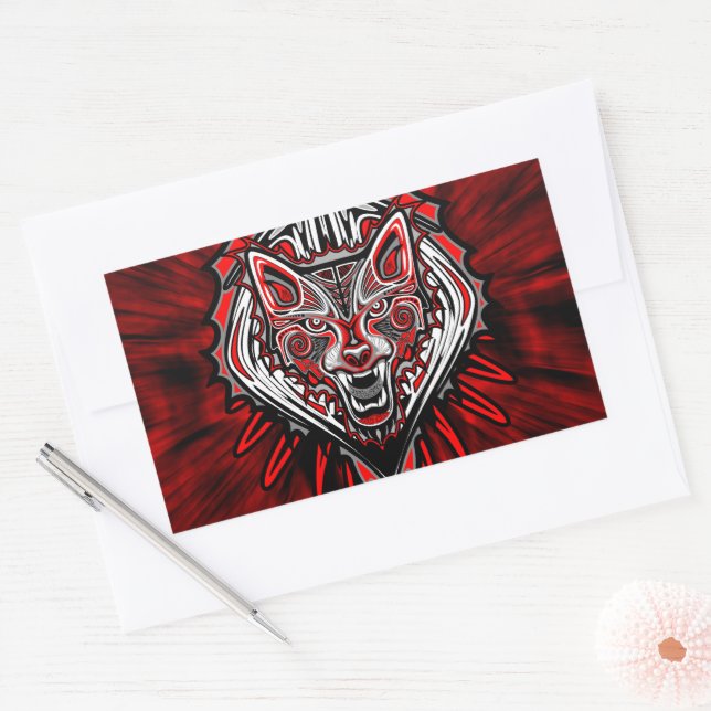 Wolf Haida Tribal Totem Design Rectangular Sticker (Envelope)