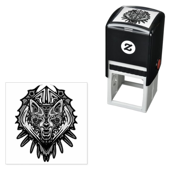 Wolf Haida Tribal Totem Design Self-inking Stamp (In Situ)