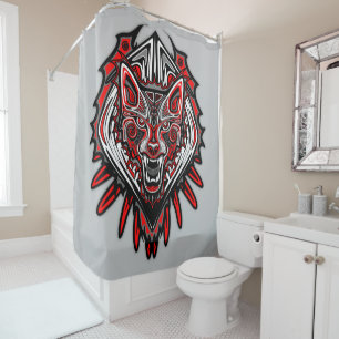 Wolf Haida Tribal Totem Design Shower Curtain