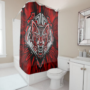 Wolf Haida Tribal Totem Design Shower Curtain
