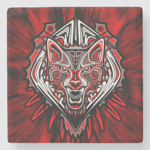 Wolf Haida Tribal Totem Design Stone Coaster