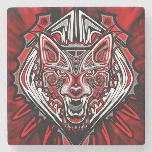 Wolf Haida Tribal Totem Design Stone Coaster