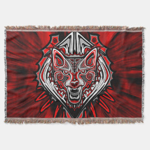 Wolf Haida Tribal Totem Design Throw Blanket