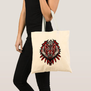Wolf Haida Tribal Totem Design Tote Bag