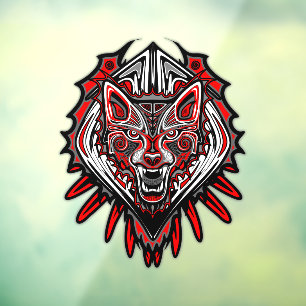 Wolf Haida Tribal Totem Design Window Cling