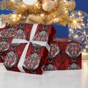 Wolf Haida Tribal Totem Design Wrapping Paper