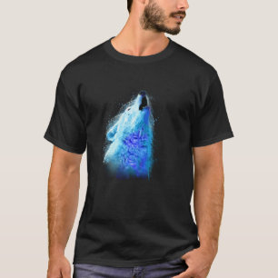 Wolf Hand Drawn Water Colour Splash Art  Colourful T-Shirt