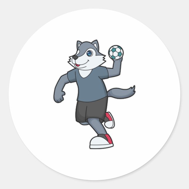 Wolf Handball player Handball Classic Round Sticker (Front)