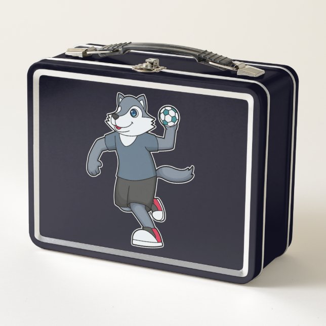 Wolf Handball player Handball Metal Lunch Box (Front)