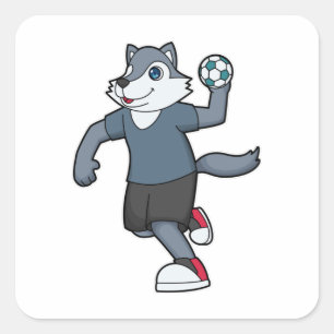 Wolf Handball player Handball Square Sticker