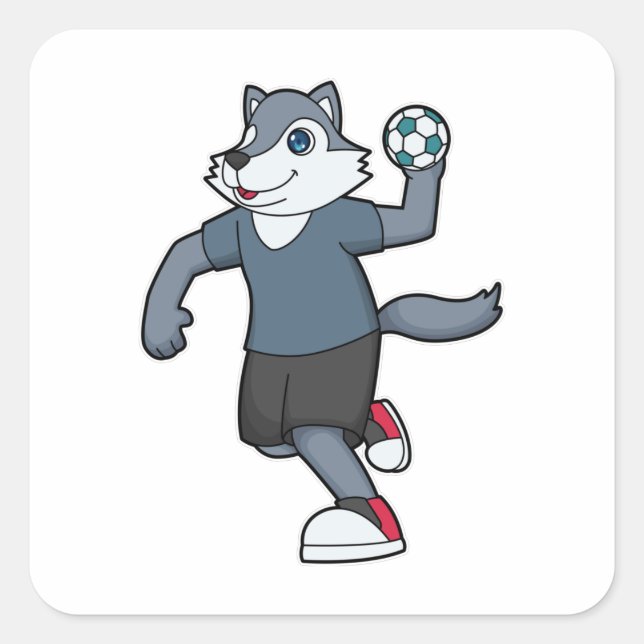 Wolf Handball player Handball Square Sticker (Front)