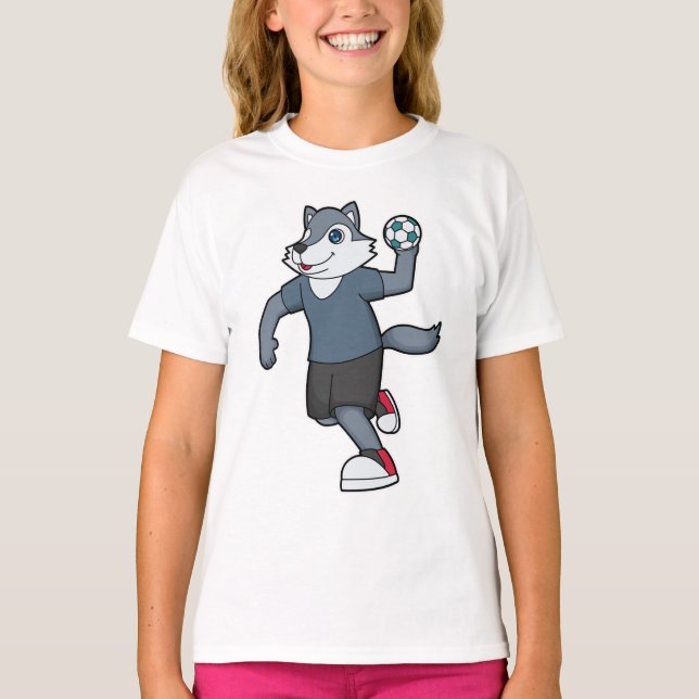 Wolf Handball player Handball T-Shirt (Front)