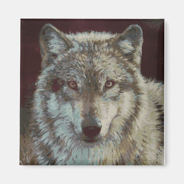 wolf handpainted magnet (Front)