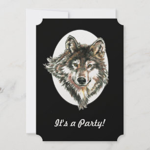 Wolf Head Animal Birthday Custom Invite