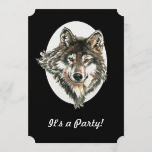 Wolf Head Animal Birthday Custom Invite