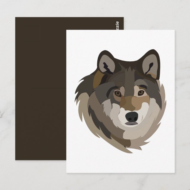 Wolf Head Animal Grey Wild Wolf Postcard (Front/Back)