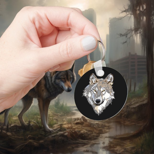 Wolf Head Art Key Ring (Creator Uploaded)