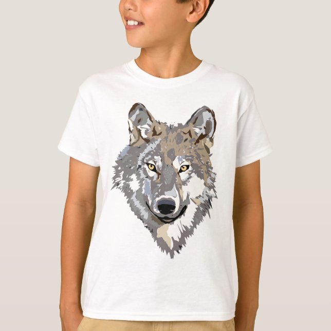 Wolf Head Art Tattoo Design T-Shirt (Front)