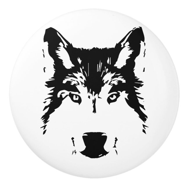 Wolf head ceramic knob (Front)