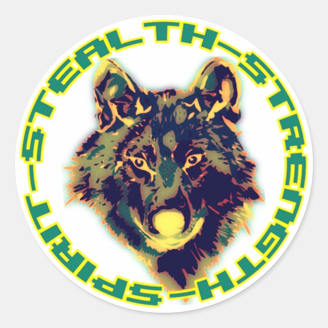 wolf head classic round sticker (Front)