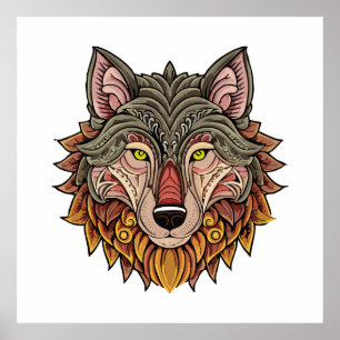 Wolf head from the front poster